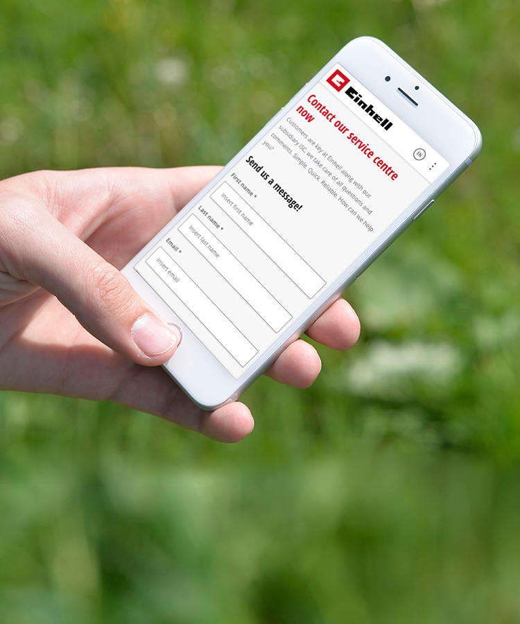 Mobile with Einhell website